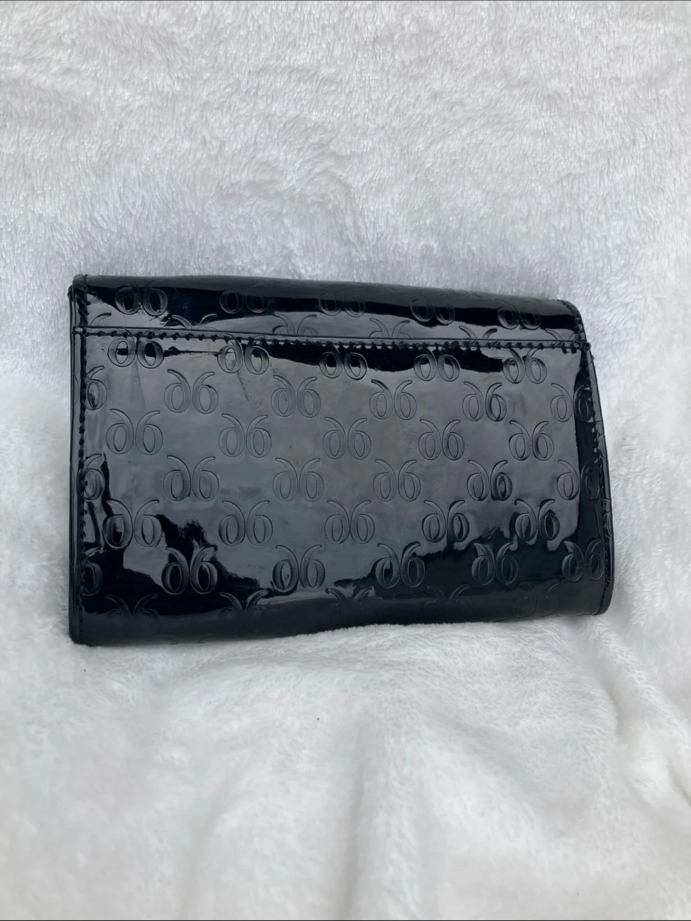 Nine West Black Patent Clutch with Bow Detail